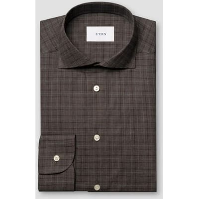 Eton Overhemd Brushed Cotton Signature Flanel Multi Check Pattern Donker Rood / male