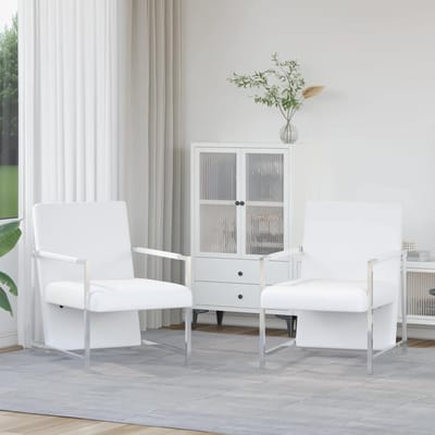 vidaXL Fauteuils 2 st met chroom frame kunstleer wit