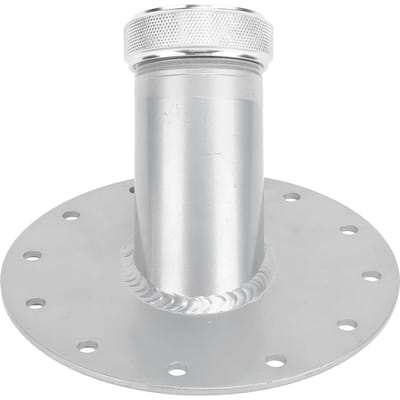Col de remplissage de réservoir de carburant à 45 degrés avec base en acier à 12 boulons Bouchon en aluminium Diamètre intérieur 1,5 po