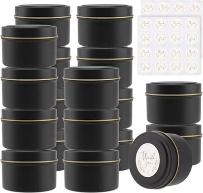 18 stuks zwarte kaarsenblikjes 120 ml - Lege ca. 65 x 45 mm blikjes met deksel voor het maken van kaarsen