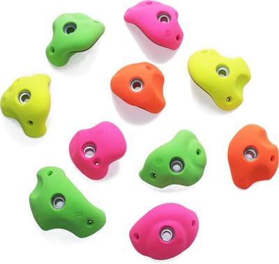 klimgrepen serie fun assorti kleur – maat m – set van 10 – fluo roze, groen, oranje en geel