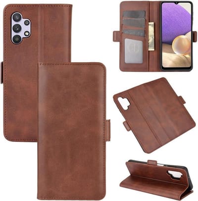 MobyDefend Hoesje - Geschikt voor Samsung Galaxy A32 (4G) - Luxe Wallet Book Case (Sluiting Zijkant) - Bruin