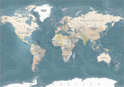 Fotobehangkoning - Behang - Vliesbehang - Fotobehang Retro Wereldkaart - Vintage World Map - 150 x 105 cm
