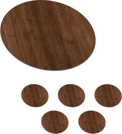 Onderzetters voor glazen - Rond - Hardhout - Patronen - Bruin - 10x10 cm - Glasonderzetters - 6 stuks