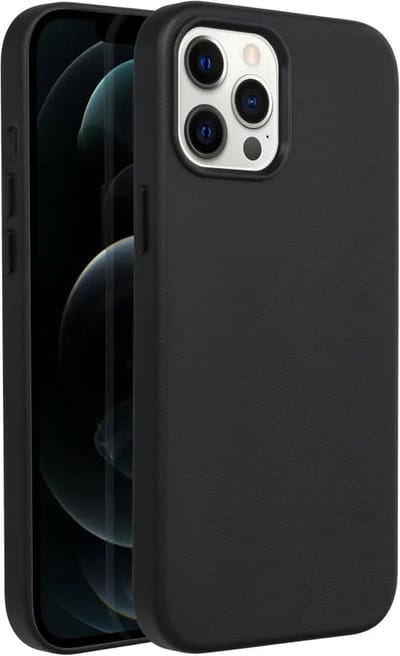Casify Leren Hoesje geschikt voor MagSafe iPhone 12 Pro Max Hoesje - Zwart
