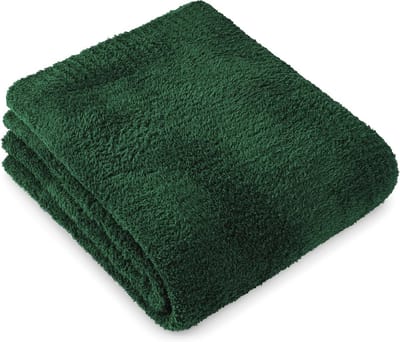 Zachte Pluche Gebreide Deken voor Bank en Bed - Lichtgewicht Cozy Plaid voor Alle Seizoenen (Emerald Green, 152 x 203 cm)