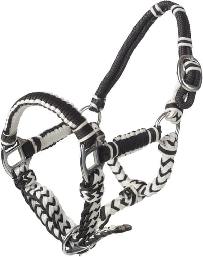 MHS Halster Braided Mini Jaarling Zwart / Wit