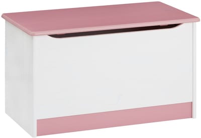 Speelgoedkist HANNAH met klembeveiliging in wit/roze