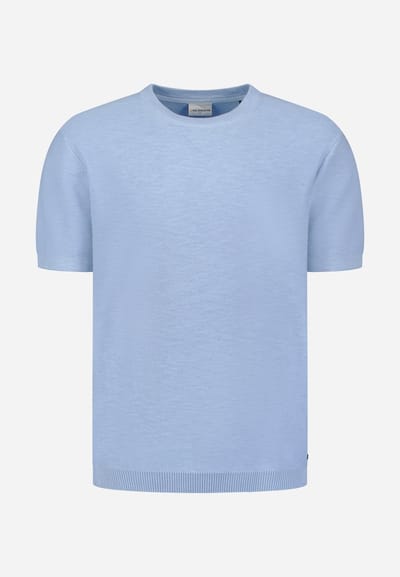 No Excess Pullover Short Sleeve Crew Neck Slub Blue  L