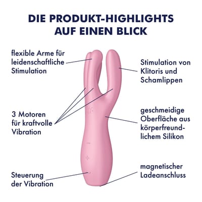 Satisfyer, vibrator, oplegvibrator, 'Treesome 3', 14 cm, 3 motoren, voor stimulatie van clitoris en schaamlippen