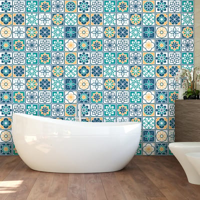 Zelfklevende tegelmuurstickers voor keuken en badkamer - 9 AZULEJOS SYDNEY tegelstickers - 9 stickers 10x10cm
