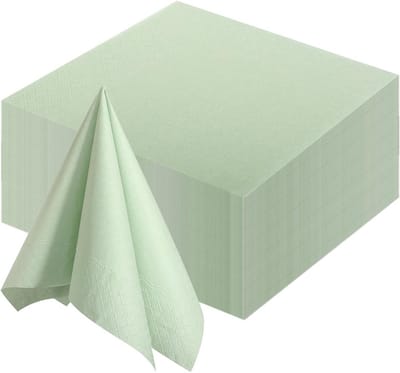 Allecto Plus - Servetten in saliegroen, cocktailformaat voor bruiloft, diner, verjaardag - 100 stuks