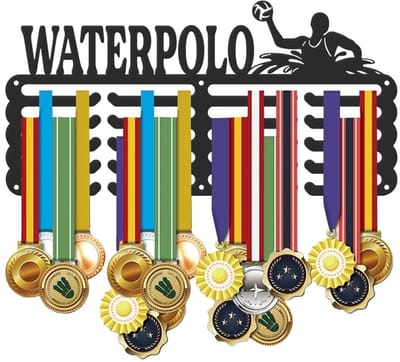 Waterpolo Medaille Hanger - Sport Medaille Houder - Muurmontage - Zwart - Metalen Display Rack - Organiseer Medailles - Voor Atleten
