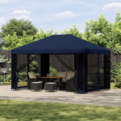 Tuinpaviljoen - Feesttent Partytent - Buitenfeesten organiseren - Waterdicht polyester dak - 400 x 300 cm - Blauw