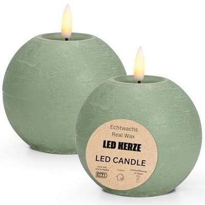 Set van 2 realistische led-kaarsen met timer en afstandsbediening - Elektrische waskaarsen warm wit Ø 10 x 9 cm