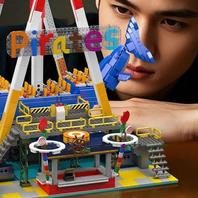 Mould King 11017 Piratenschip attractie bouwset | Kermis architecture ideas modelbouw | Technische creator classic speelgoed bouwpakketten voor volwassenen & kinderen | Expert icons muziekdoos | Motor niet geschikt voor Lego technic | 1922 bouwstenen