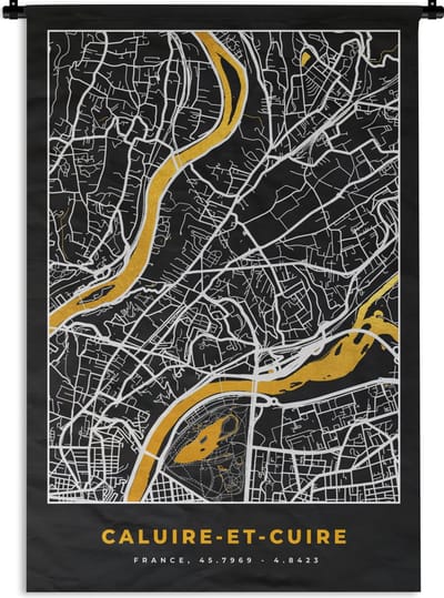 Wandkleed - Wanddoek - Kaart – Stadskaart – Frankrijk – Caluire-er-Cuire - Plattegrond - 120x180 cm - Wandtapijt