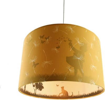Olucia - BUTTERFLY - Kinder Slaapkamer Hanglamp - Geel - Geschikt voor Kinderkamer/Babykamer/Tienerkamer - Vorm: Cilinder