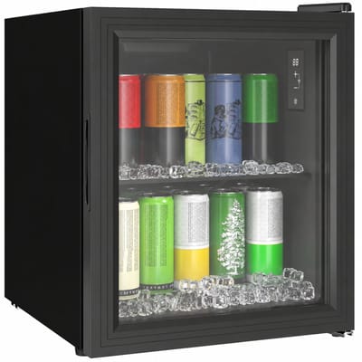 ECTEATOY® Drankenkoelkast Mini Koelkast - Vrijstaand Stil (39dB) & Glazen Deur - Voor 59 Blikjes - 46L - Zwart