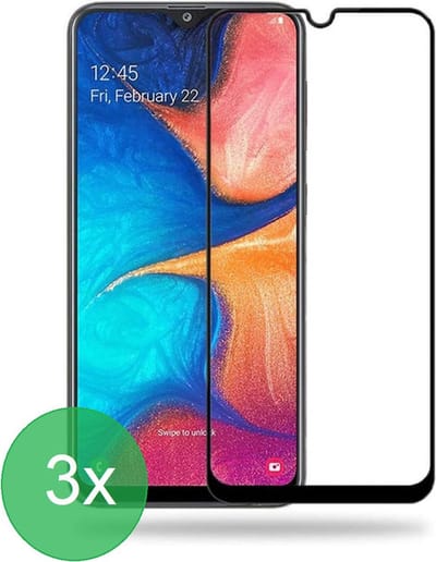 3x Full Cover Screenprotector Geschikt voor: Samsung Galaxy A20e - Screen protector - volledige glas - bescherming - beschermglas - ZT Accessoires