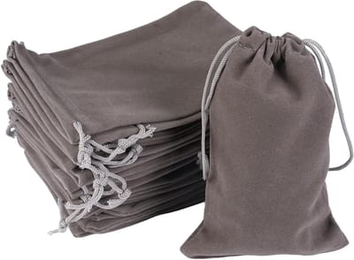Fluwelen Sieradentasjes 10 x 15 cm - 20 Stuks Grijze Zakjes met Trekkoord voor Sieraden, Geschenkverpakking en Bruiloft Decoratie