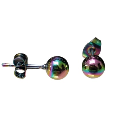 Aramat Jewels | Oorbellen | Stalen Bolletjes Oorbellen - Maten en Kleuren | Multikleurig / 6 mm | | | | Kinderen, Volwassenen | Verkleurd niet