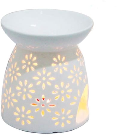 Dailygoods- Oliebrander Keramiek 9 cm - Geurbrander - Aromabrander - Nachtlampje - Etherische Olie - Inclusief Houder - Aromatherapie Diffuser