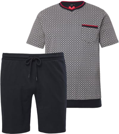 Men Plus - Heren - pyjama tweedelige set kort model Buik-Fit korte mouwen - Zwart - Maat 3XL