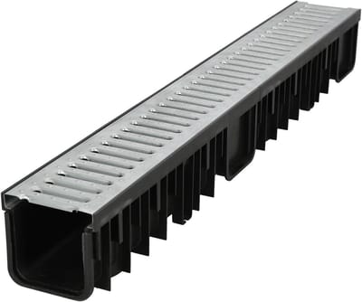 Afwateringsgoot - Drainage goot - Regenwater afvoeren - Verzinkt stalen rooster - 1 meter - Zilver