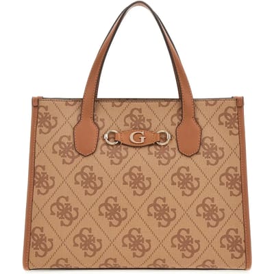 GUESS Handtas Schoudertas Izzy 2 Compartment Tote Latte Logo Taupe
