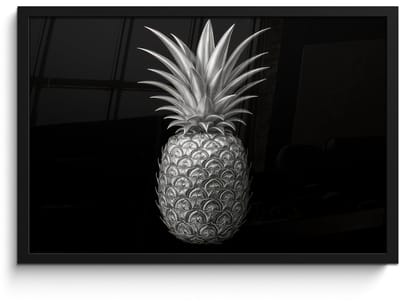 Poster in lijst - Fotolijst 60x40 cm - Posters - Ananas - Gedetailleerd - Bladeren - Posterlijst zwart - Decoratie - Wanddecoratie woonkamer - Muurdecoratie slaapkamer