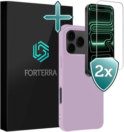 Hoesje Met 2x Screenprotector - Geschikt voor Apple iPhone 17 Pro - Sterk & Shockproof - Telefoon Hoes - Back Cover - Siliconen Case - Lila