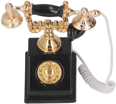 Allecto - Miniatuur Telefoon - Victoriaanse Decoratie - Zwart - Poppenhuis Accessoire - Uniek en gedetailleerd - Geschikt voor interieur - Klein fo..