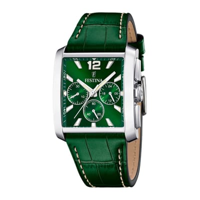 Festina F20636/3 Heren Horloge - Chronograaf - Mineraalglas - Roestvrijstaal/Leer - Zilverkleurig - Ø 38 mm - Quartz - Gesp - 5 ATM (douchen)