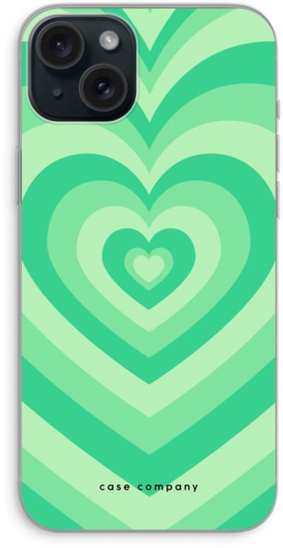 Case Company® - Hoesje geschikt voor iPhone 15 Plus hoesje - Hart Groen - Soft Cover Telefoonhoesje - Bescherming aan alle Kanten en Schermrand