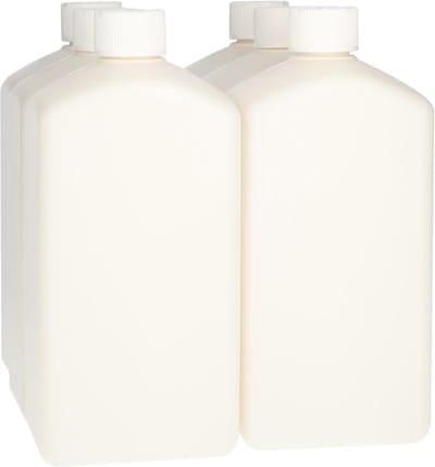 6 x Plastic Fles 1000 ml Kindveiligedop wit - Gerecycled HDPE Kunststof- Gerecycled HDPE Kunststof - Onbreekbaar - ca. 70% minder Co2 uitstoot door gerecycled materiaal - 6 stuks