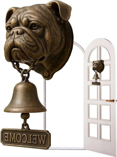 Hondvormige bel - Deurbel decoratie - Entree verfraaien - Hars met bronzen look - 1 stuk - Bruin
