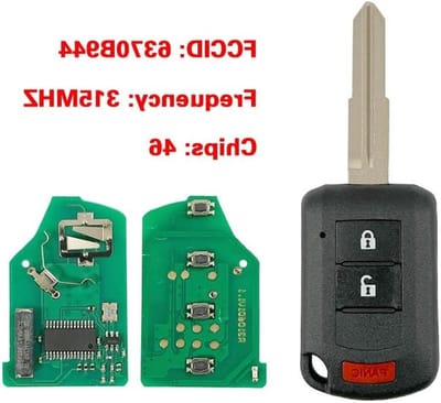 Car Keyless Entry Afstandsbediening Sleutelhanger met 3 Knoppen voor Mitsubishi Outlander 2016-2019 - Zwart, Sleuteloplossing, Auto-accessoires, Veiligheidssystemen