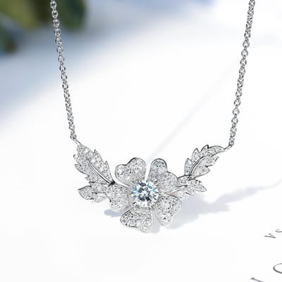 Koreaanse creatieve hanger met lachende bloem, ketting voor dames, sleutelbeenketting, modieuze zirkonia sieraden gray