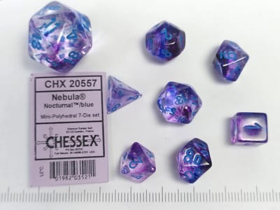 Chessex Nebula Mini-Polyhedral Dobbelsteenset - 7 stuks - Nacht/blauw