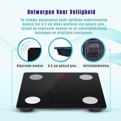 TIM® Weegschaal - Digitale Weegschaal - Digitale Weegschaal Personen - 26cm x 3cm x 26cm; 100 g