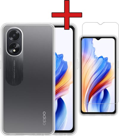 Hoesje - Met Screenprotector - Geschikt voor OPPO A18 - Sterk & Shockproof - Telefoon Hoes - Back Cover - Siliconen Case - Telefoonhoes - Transparant
