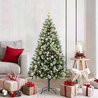 vidaXL - Kunstmatige - Scharnierende - Kerstboom - met - Gevlokte - Sneeuw - Warmwit
