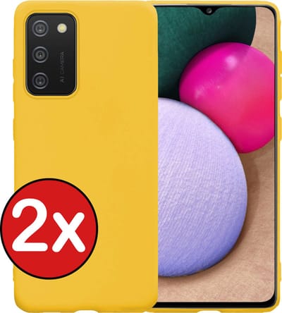 Hoesje - 2 Stuks - Geschikt voor Samsung Galaxy A02s - Sterk & Shockproof - Telefoonhoes - Back Cover - Case Siliconen - Telefoon Hoes - Geel