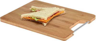 Excellent Houseware Snijplank bamboe hout - met RVS handvat - 32 x 25 cm - keuken serveerplanken