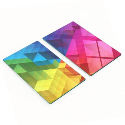Set van twee glazen snijplanken met geometrische vormen, 2x30x52 cm