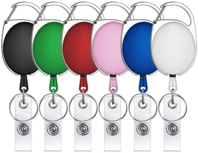 EXCITAT 6-pack - Intrekbare sleutelhanger - Intrekbare ID-houder sleutelhanger - Intrekbare sleutelhanger lanyard - Geschikt voor kaarthouders, visitekaartjeshouders, sleutelkaarten