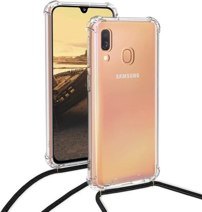 Arara Silicone Hoesje Samsung Galaxy A40 Transparant Hoesje met Zwarte draagkoord / Backcover / Case / Samsung