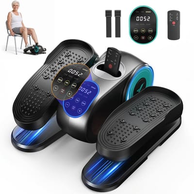 Mini Elliptische Crosstrainer & Stepper - Compacte Desk Bike met 12 Snelheden & LCD-Display - Ruimtebesparende Beentrainer & Stoelfiets voor Thuis en Kantoor - Blauw