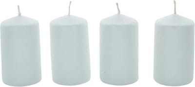 Set van 4 Witte Shimmer Pijlerkaarsen - Glanzend & Sfeervol Decoratie